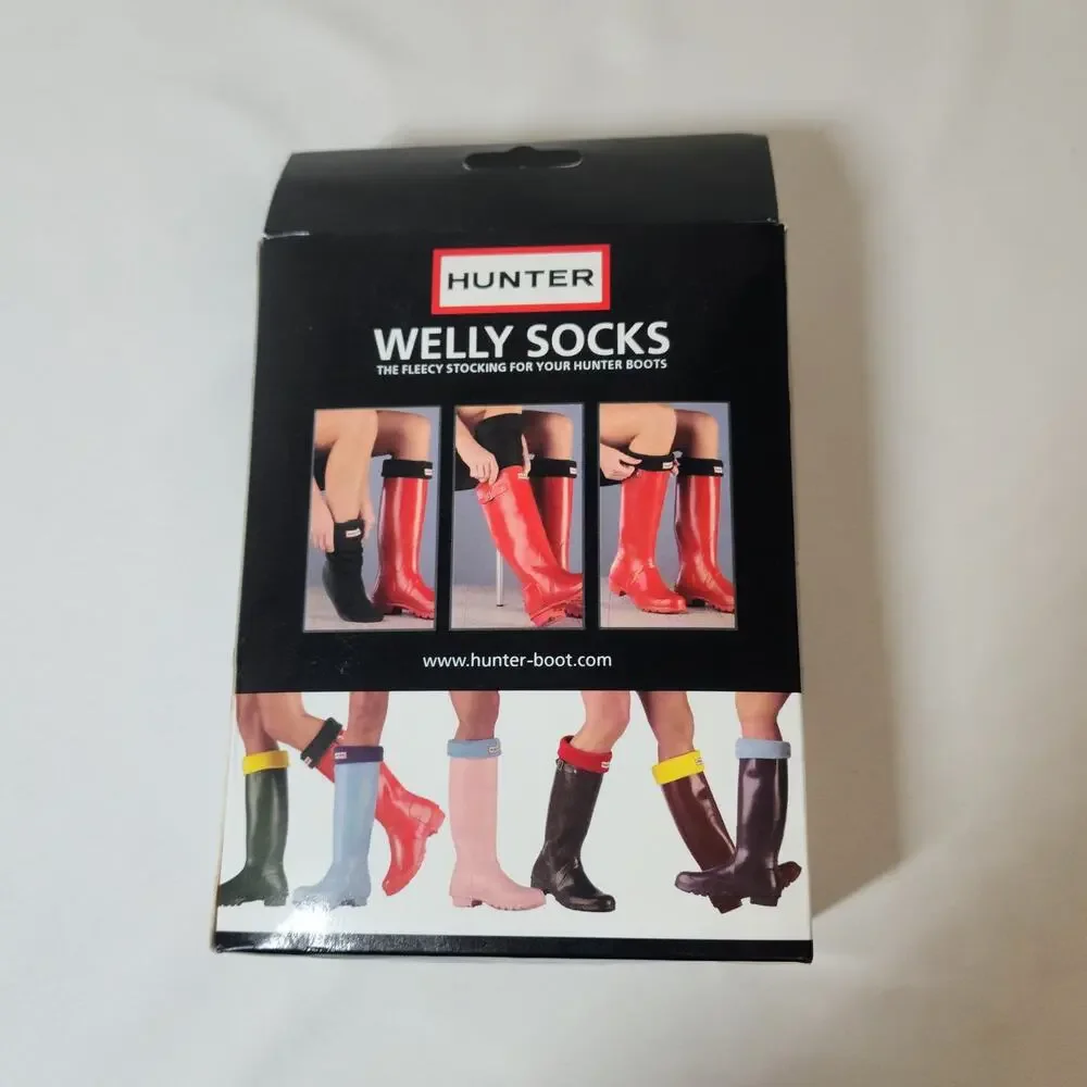 Hunter Fleece Warm Pull On Tall Boot Welly Unisex Socks Blue Size  L